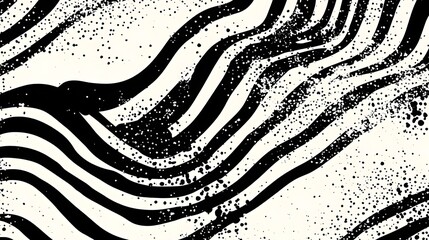 Leinwandbilder - Mesmerizing Monochrome Waves   Abstract Digital Art Composition with Fluid Lines Curves and Dots in Striking Black and White Contrast