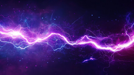 Wall Mural - Electric swirl lines, neon light effect. Abstract magic energy waves. Purple glowing trails with lightnings, sparkles and blur isolated on transparent background, vector realistic set