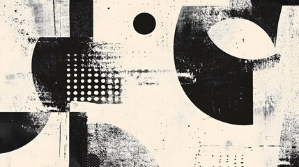 Leinwandbilder - Minimalist abstract geometric composition featuring a striking arrangement of contrasting black and white shapes patterns and textures  The image has a clean modern and experimental aesthetic