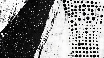 Leinwandbilder - Minimalist abstract monochrome polka dot graphic pattern with bold contrasting black and white elements  This digital artwork features a symmetrical repeating design perfect for use as a background