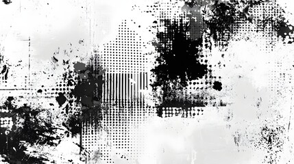 Fototapete - Monochrome abstract art background with grunge textures geometric shapes and digital distortion effects  Minimalist bold and visually compelling design for creative projects