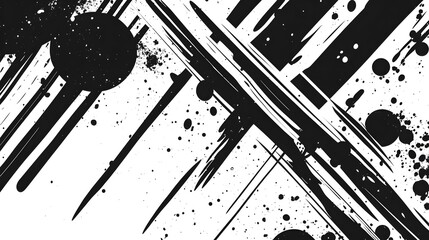 Poster - Monochrome abstract dynamic motion explosion burst splash black and white geometric lines and shapes background design  Dramatic powerful and visually captivating graphic artwork