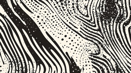 Fototapete - Monochrome abstract geometric pattern with dynamic stripes dots and organic waves creating a visually striking and captivating texture  This contemporary minimalistic