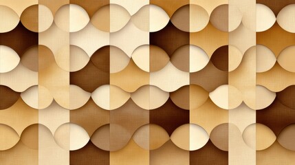 Wall Mural - this abstract image showcases a harmonious pattern of overlapping circular shapes in warm tones of b