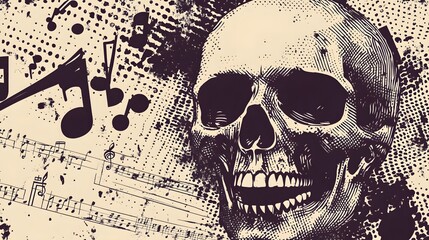 Poster - Skull Grunge Art for Heavy Metal Music Background