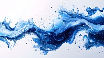 Poster - Vibrant Blue Liquid Splash Abstract Background Design  Flowing dynamic water movement with swirling curving shapes and textures  Creative decorative digital for wallpaper backdrop or graphic design