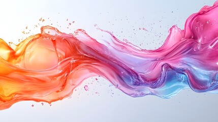 Fototapete - Vibrant Fluid Motion Splash Abstract Digital Art with Colorful Vivid Blending Waves of Paint  Dynamic and mesmerizing visual representation of energy transformation and creativity