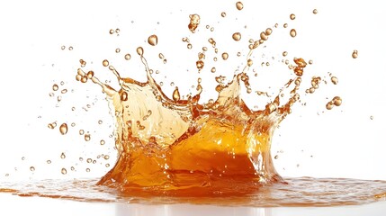 Poster - Vibrant orange liquid splash bursting with refreshing energy and dynamic motion  Colorful abstract art background with citrus juice soda or beverage pouring and creating a lively vivid
