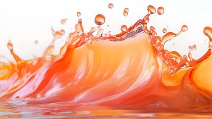 Fototapete - Vibrant orange liquid splash with dynamic motion and energetic curves  abstract background with flowing swirling water like fluid movement and vivid color palette