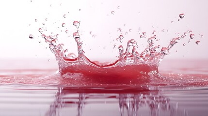Leinwandbilder - Vibrant Red Liquid Splash and Droplet Abstract Dynamic Movement on Water Surface  Powerful Energy and Force of Flowing Water Captured in Creative Photography