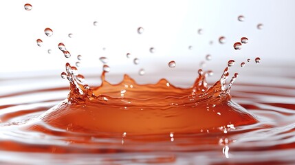 Poster - Vibrant red water splash with dramatic circular ripples and reflections creating a dynamic energetic and abstract visual effect