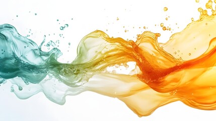 Poster - Vivid fluid motion explosion in a vibrant cascade of colors where splashing waves and swirling streams form an digital painting  The dynamic energetic flow evokes a sense of transformation