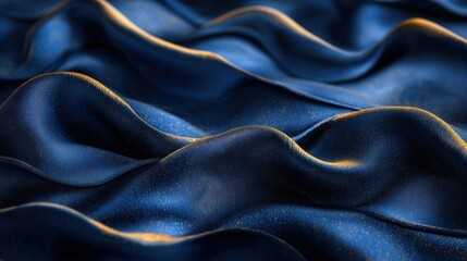 Wall Mural - Elegant blue fabric with flowing waves and textures