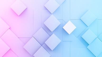 Poster - Abstract Arrangement of Geometric Cubes in Gradient Pink and Blue Hues Background Illustration