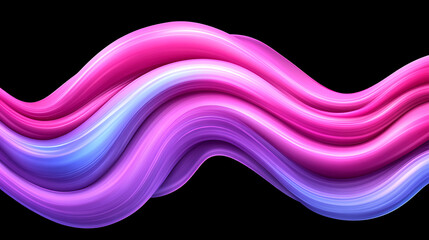 Poster - Abstract Artistic Wave with Blend of Purple Pink and Blue Hues on a Smooth Black Background