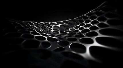 Poster - Abstract Black and White Geometric Structure with Interconnected Openings Design Aesthetic Render
