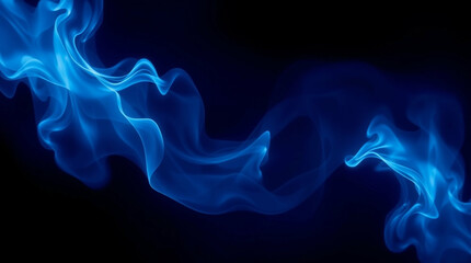 Poster - Abstract luminous blue smoke trail on deep dark gradient backdrop