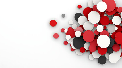 Poster - Abstract Composition of Overlapping Circles in Red White Gray and Black on a White Backdrop