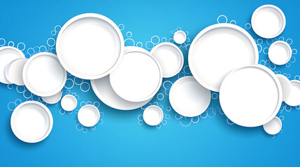 Poster - Abstract Design of White Circles and Bubbles Against a Light Blue Background 3D Effect Style