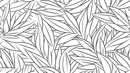 Poster - Abstract Floral Leaves Arrangement Artistic Pattern with Elegant Lines and Shapes on White Canvas Space