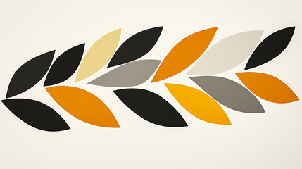 Poster - Abstract Foliage Pattern with Autumnal Color Palette on Neutral Backdrop Artistic Composition