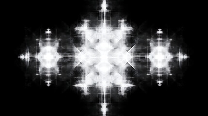 Poster - Abstract Fractal Arrangement with Light and Shadow Symmetry in Digital Black and White Art