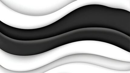 Poster - Abstract Layered Waves in Black and White Creating Depth and Movement in Modern Design Template