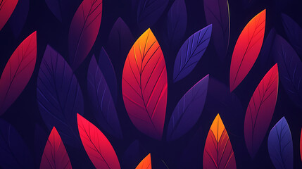 Poster - Abstract Leaf Pattern with Vibrant Autumn Colors and Modern Design Aesthetic Dark Background