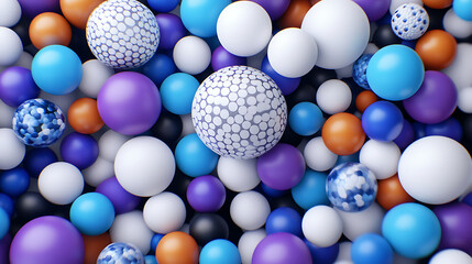 Canvas Print - Abstract Spheres Composition of Colorful Balls Design Texture Background Rendered Graphic Art