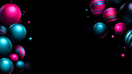 Poster - Abstract Spheres in Dark Space with Cyan and Magenta Accents for Contemporary Designs and Art