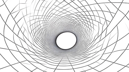 Poster - Abstract Tunnel Perspective Geometric Optical Illusion Graphic Design Black and White Vortex