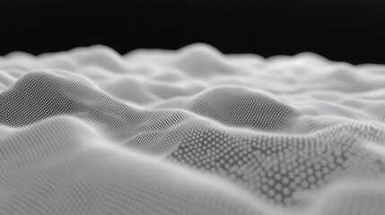Poster - Abstract Waves of Tiny Spheres on a Light Background Creating a Smooth Dynamic Surface