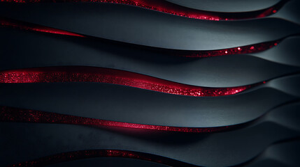Poster - Abstract Wavy Lines with Deep Red Accents in Modern Design Style for Textured Background Display