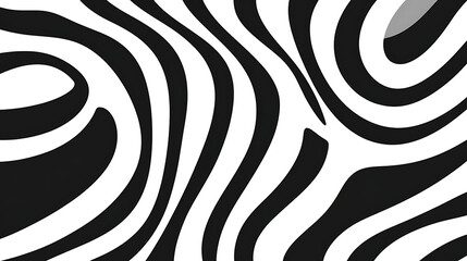Poster - Abstract Wavy Stripes Pattern Background Design in Black and White Striking Graphic Illustration