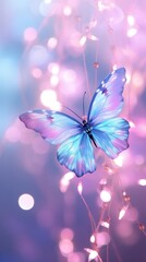 Canvas Print - Blue and pink butterfly jewerly outdoors nature flower.