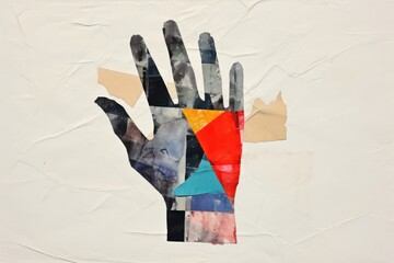 Wall Mural - Hand painting collage glove.