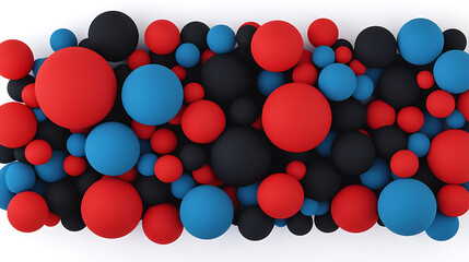 Poster - Array of Red Blue and Black Spheres Floating Abstract Composition on White Backdrop Illustration