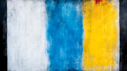Poster - Artistic Painted Wall Texture Background with White Blue Yellow and Black Vertical Stripes