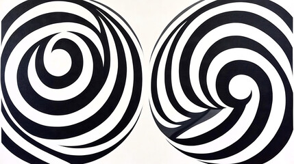 Poster - Black and White Spherical Optical Illusion Design Creates Mesmerizing Visual Dynamic Pattern