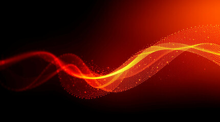 Poster - Fiery digital wave with glowing particles on a dark gradient backdrop