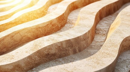 Leinwandbilder - Soft seamless soil waves, glowing sunlight over natural ripple formations.