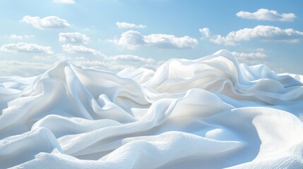 Poster - Soft seamless rippling cloud texture, realistic fluffy waves glowing in sunlight.