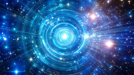 Poster - Captivating Blue Spiral Nebula of Cosmic Energy Flowing Through Space Time and Celestial Realms