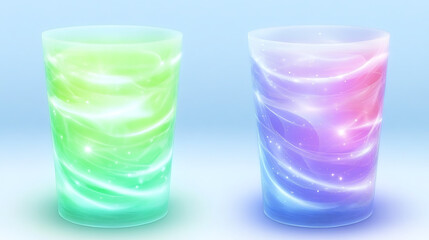 Poster - Colorful Futuristic Swirls in Transparent Cups Green and Purple Magical Effect and Dreamy Design