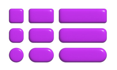 Poster - 3d buttons collection for ui and ux design template. realistic red glossy squared and rounded badges