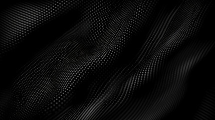 Poster - Dark Wavy Pattern Background with Small Spheres Subtle Contrast in Abstract Modern Design