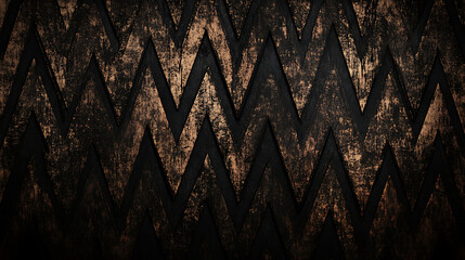 Poster - Dark Zigzag Patterned Wood Texture Background featuring Deep Shadows and Rustic Bronze Shimmer Accent