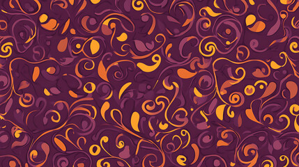 Canvas Print - Decorative Flourish Pattern Featuring Swirling Floral Elements in Autumn Colors Elegant Background Art