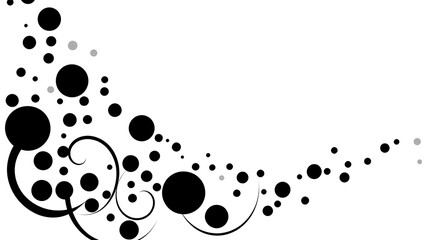 Poster - Decorative Pattern with Black Circles and Swirls on White Background Aesthetic Design element Style