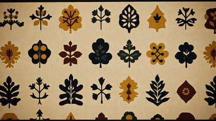 Poster - Decorative Leaves Pattern of Various Colors and Shapes Seamless Design Background for Arts and Crafts